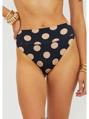 NWT Beach Riot Highway High Waist Bikini Bottoms Midnight Polka Dot Size Small